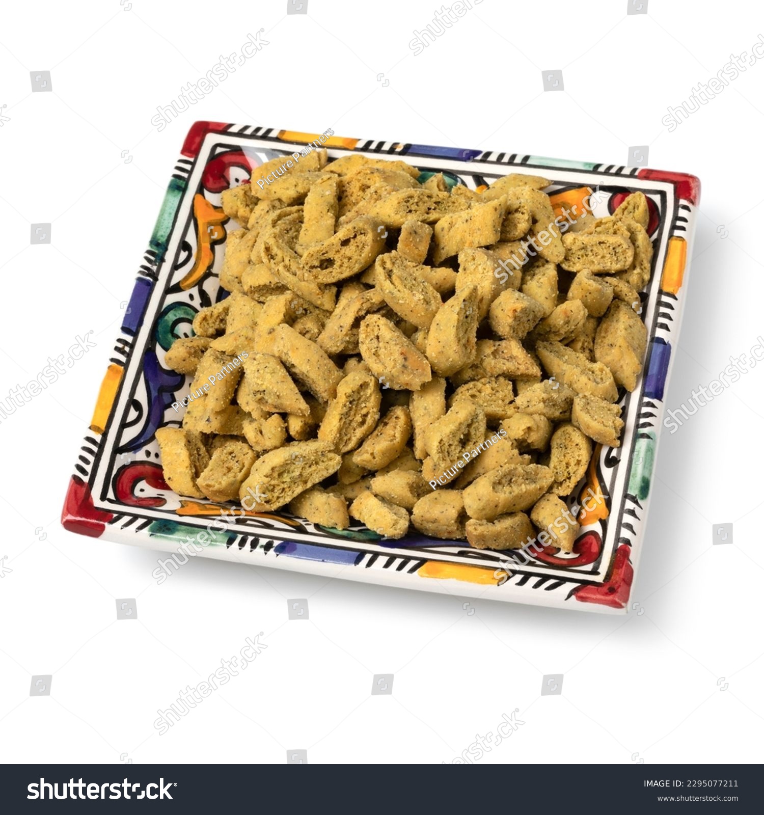  White Classic  Template Design Featuring Colorful Decorated Bowl with Miniature Shortbread