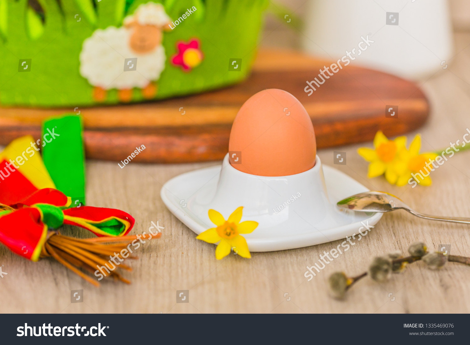 Colorful Easter Decoration Hard Boiled Brown Stock Image