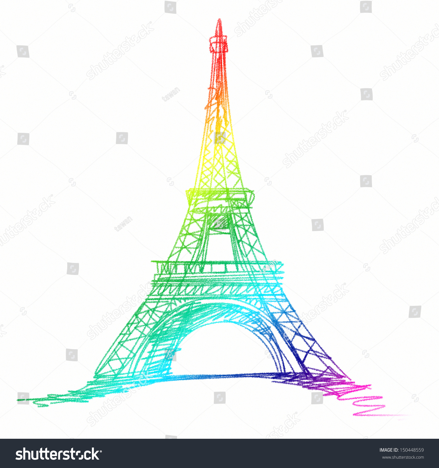 Colorful Eiffel Tower In Paris , Europe Stock Photo 150448559 ...