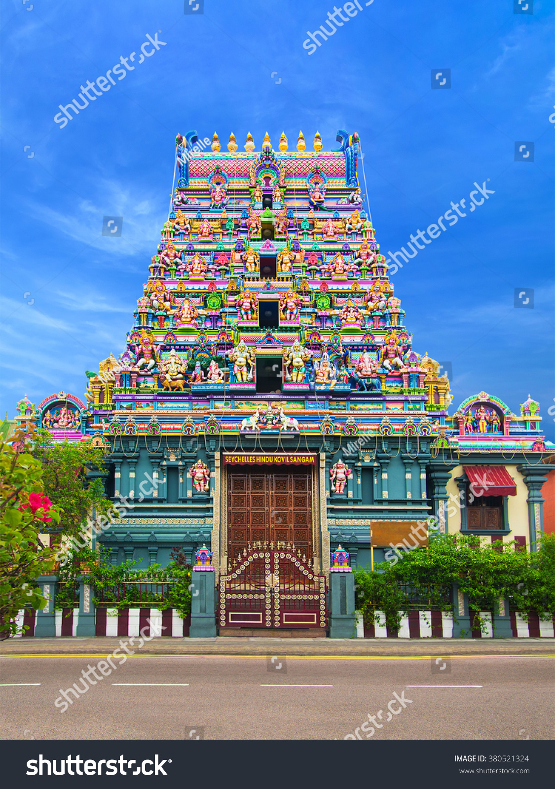 Colorful Facade And Main Entrance Of Seychelles Hindu Kovil Sangam ...