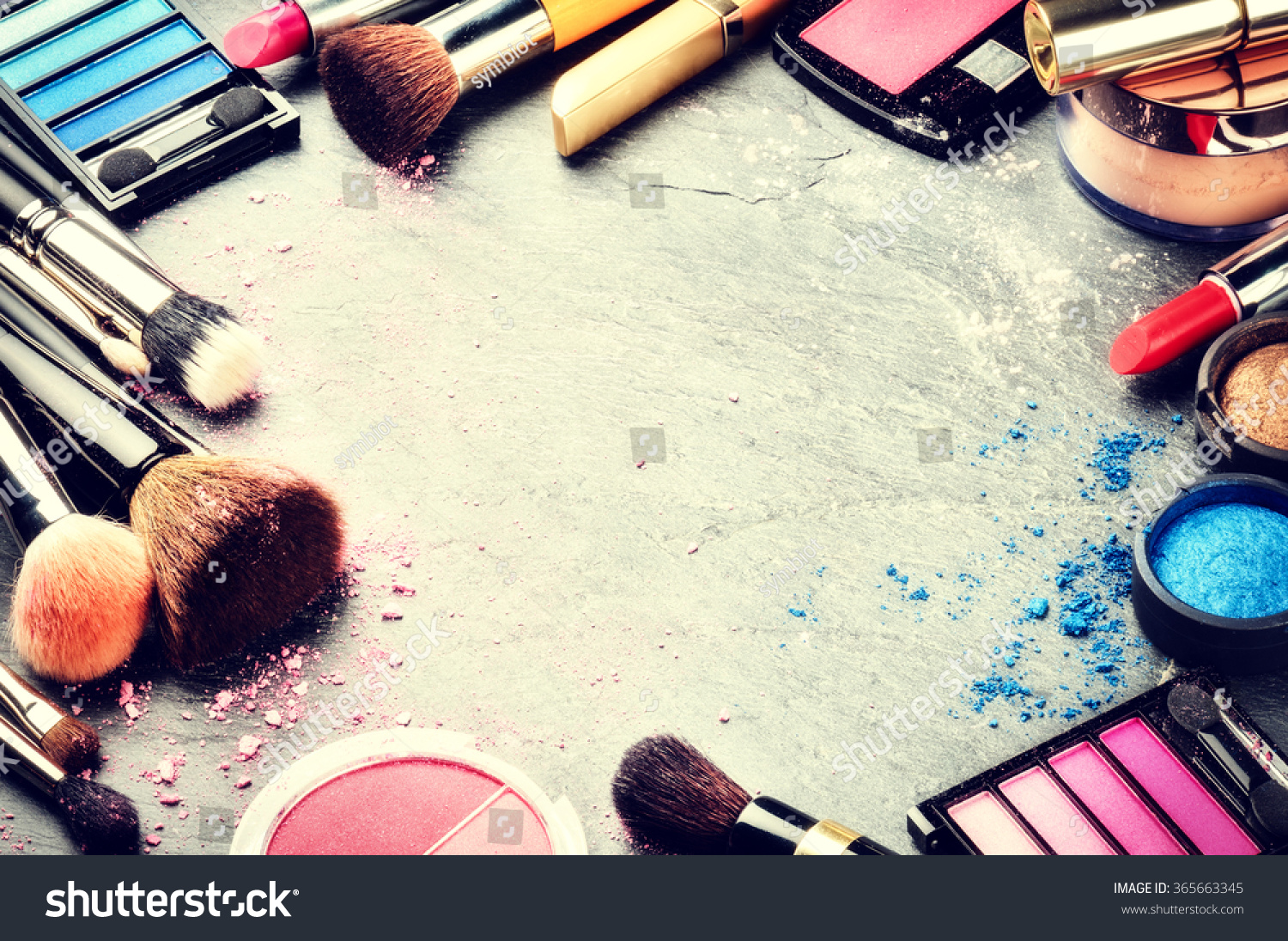 Colorful Frame Various Makeup Products On Stock Photo 365663345 ...