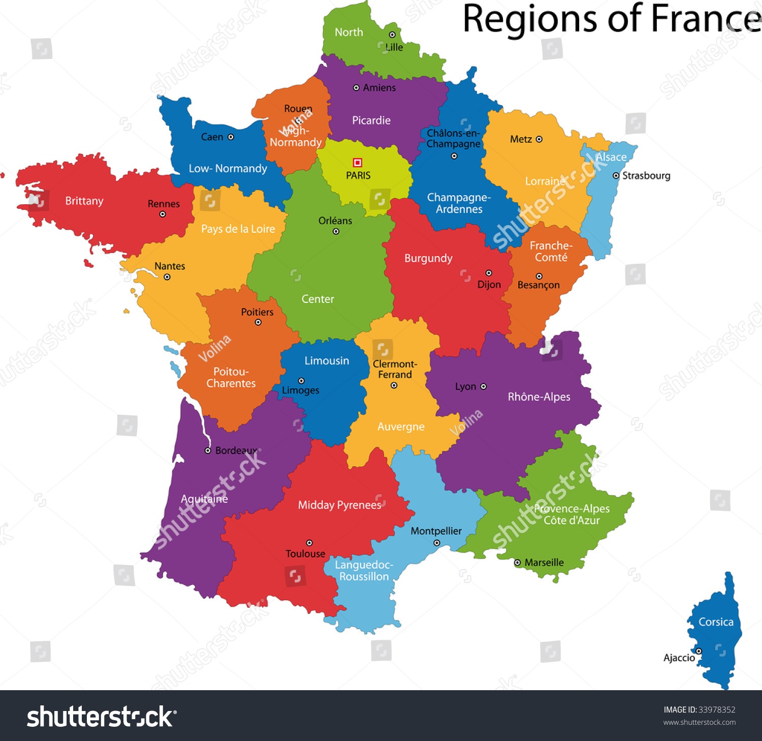 Areas Of France Map