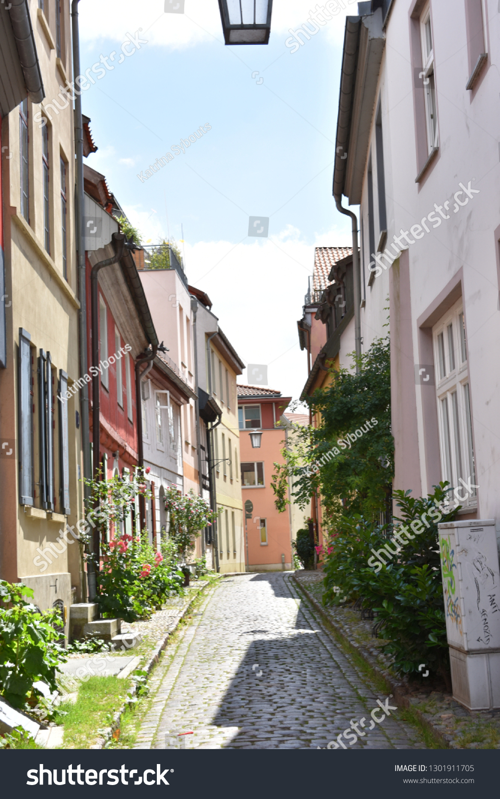 Colorful German Alleyway Stock Photo (Edit Now) 1301911705