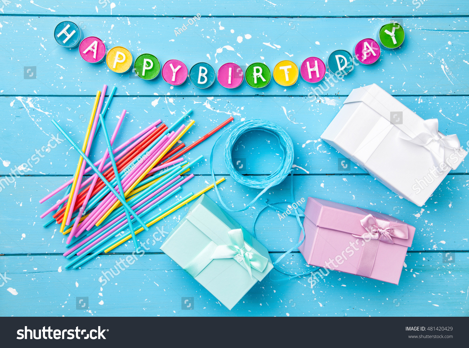Colorful Happy Birthday Background Copy Space Stock Photo 481420429 ...