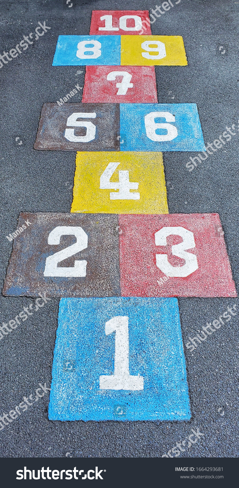 Colorful Hopscotch Numbers One Ten On Stock Photo (edit Now) 1664293681