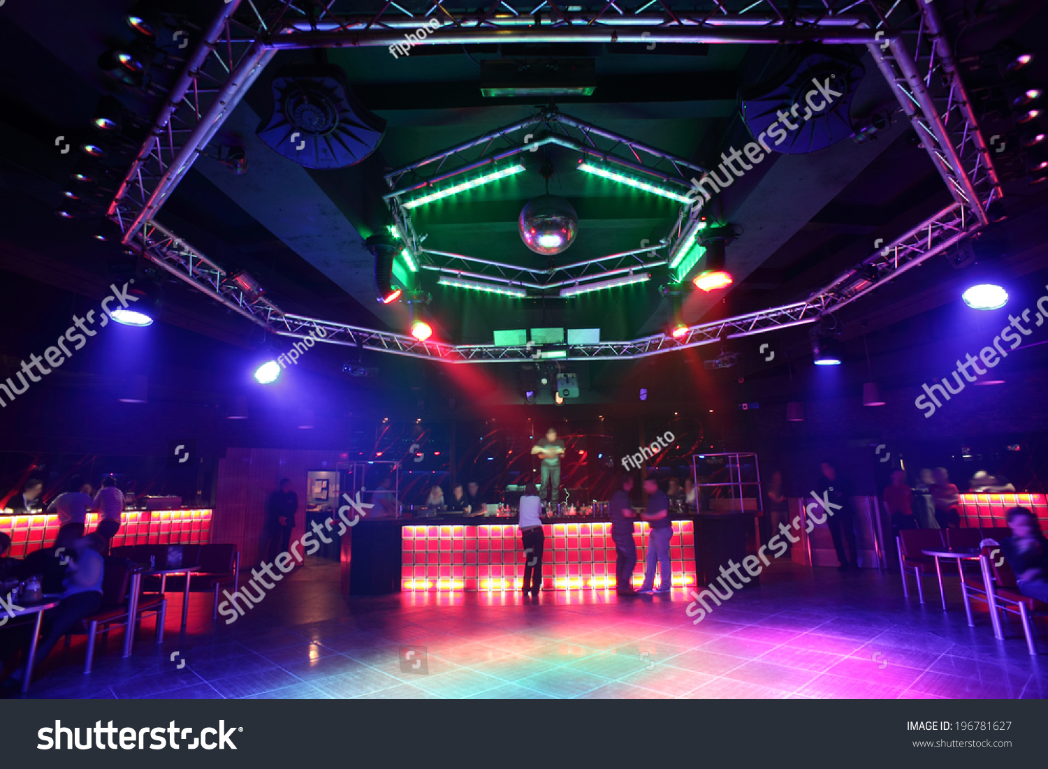 Colorful Interior Of Bright And Beautiful Night Club Stock Photo ...