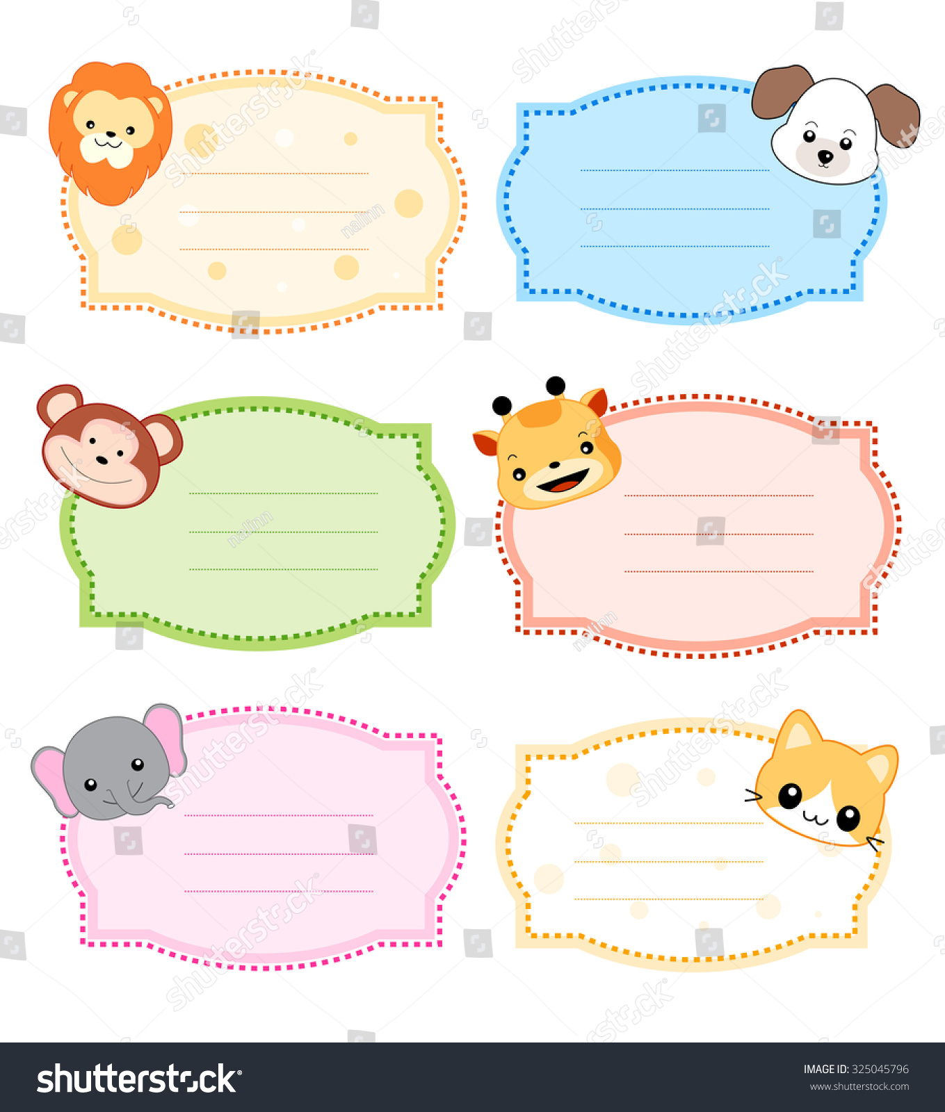 Colorful Kids Name Tags Labels Cute: ภาพประกอบสต็อก 325045796 ...