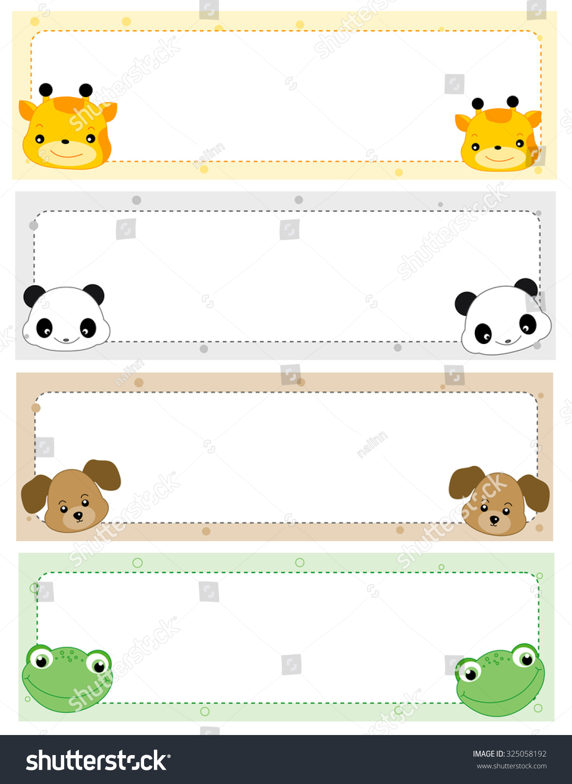 Colorful Kids Name s Cute Animal Stock Illustration