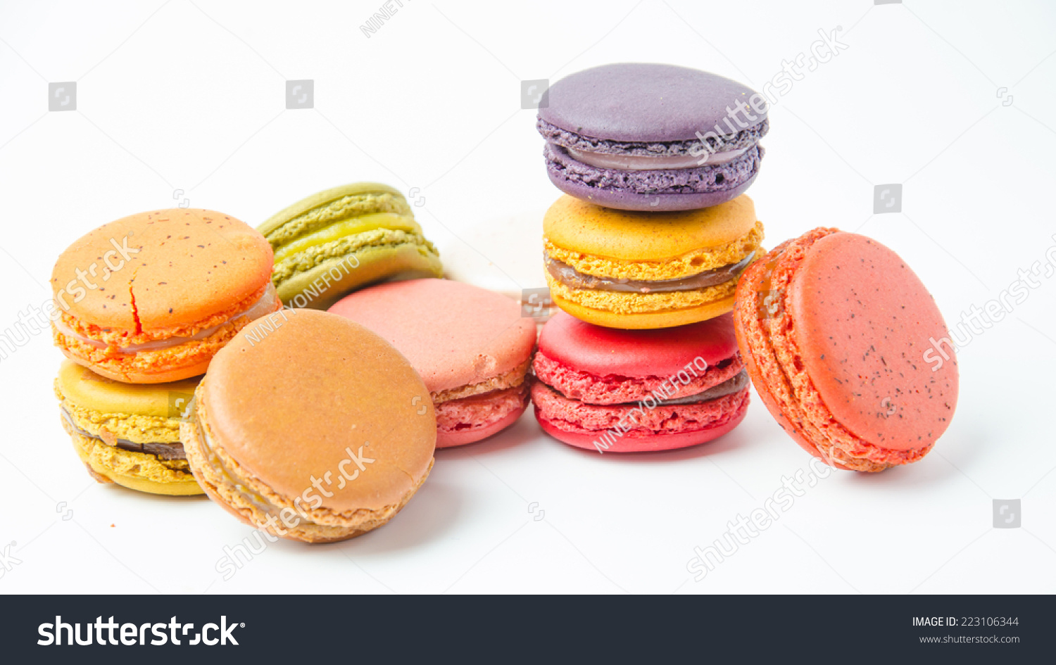 Colorful Macaroons On White Background Stock Photo 223106344 : Shutterstock