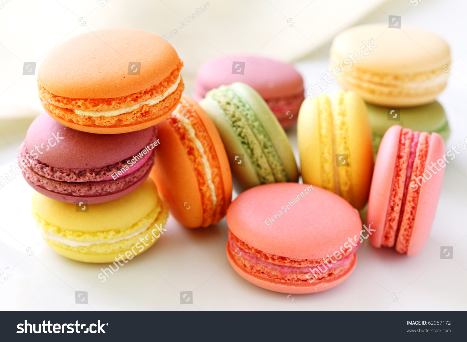 Colorful Macaroons On White Background Stock Photo 62967172 : Shutterstock