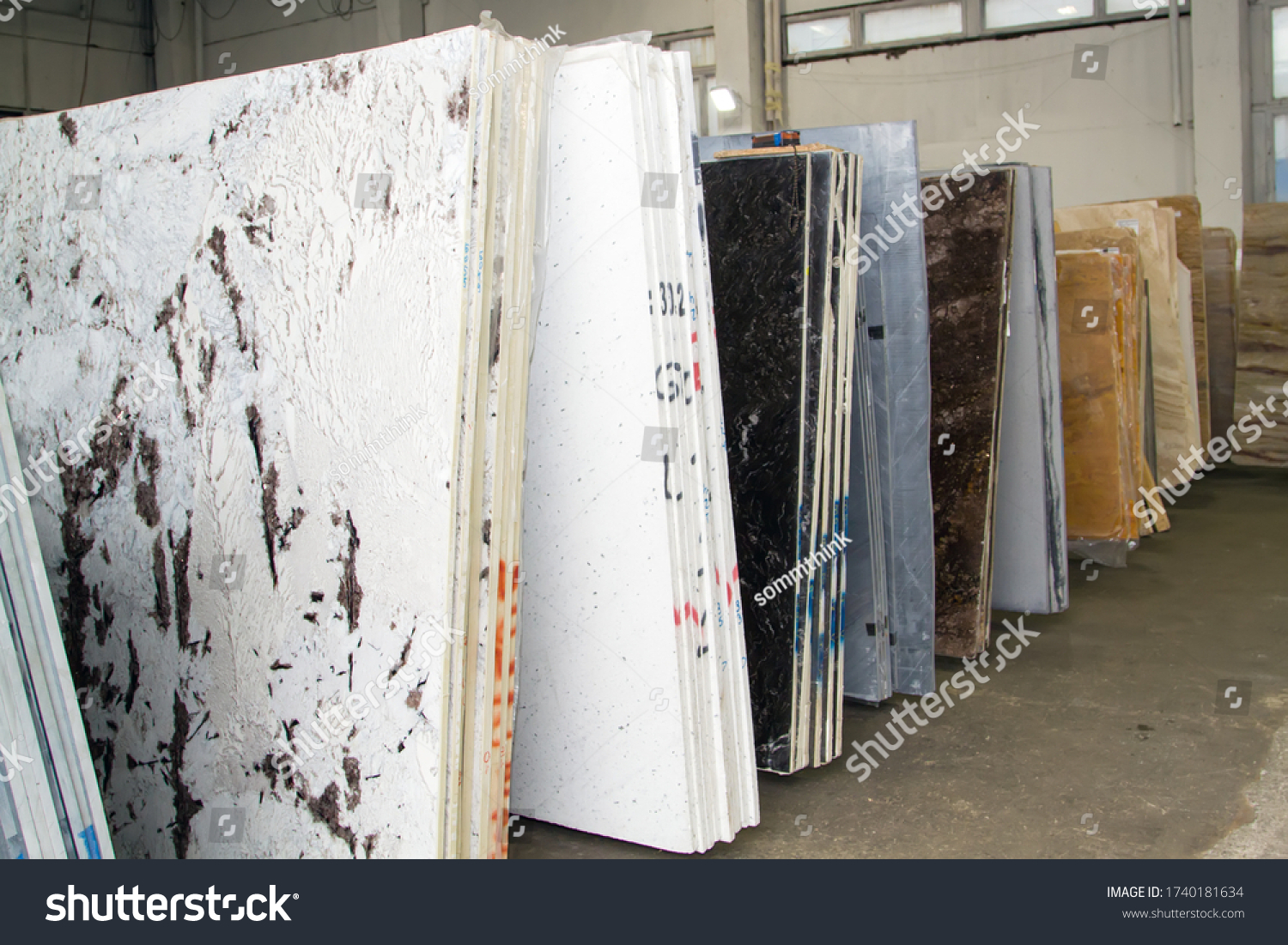 Granite Slab Images Stock Photos Vectors Shutterstock   Stock Photo Colorful Marble Slabs In Store Show Room Granite Slabs Are Prepared For Sale In Store Yard 1740181634 