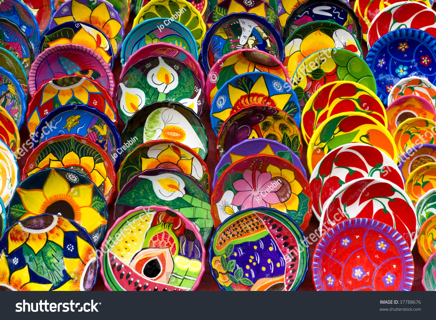 Colorful Mexican Handpainted Pottery Bowls Stock Photo 37788676 ...