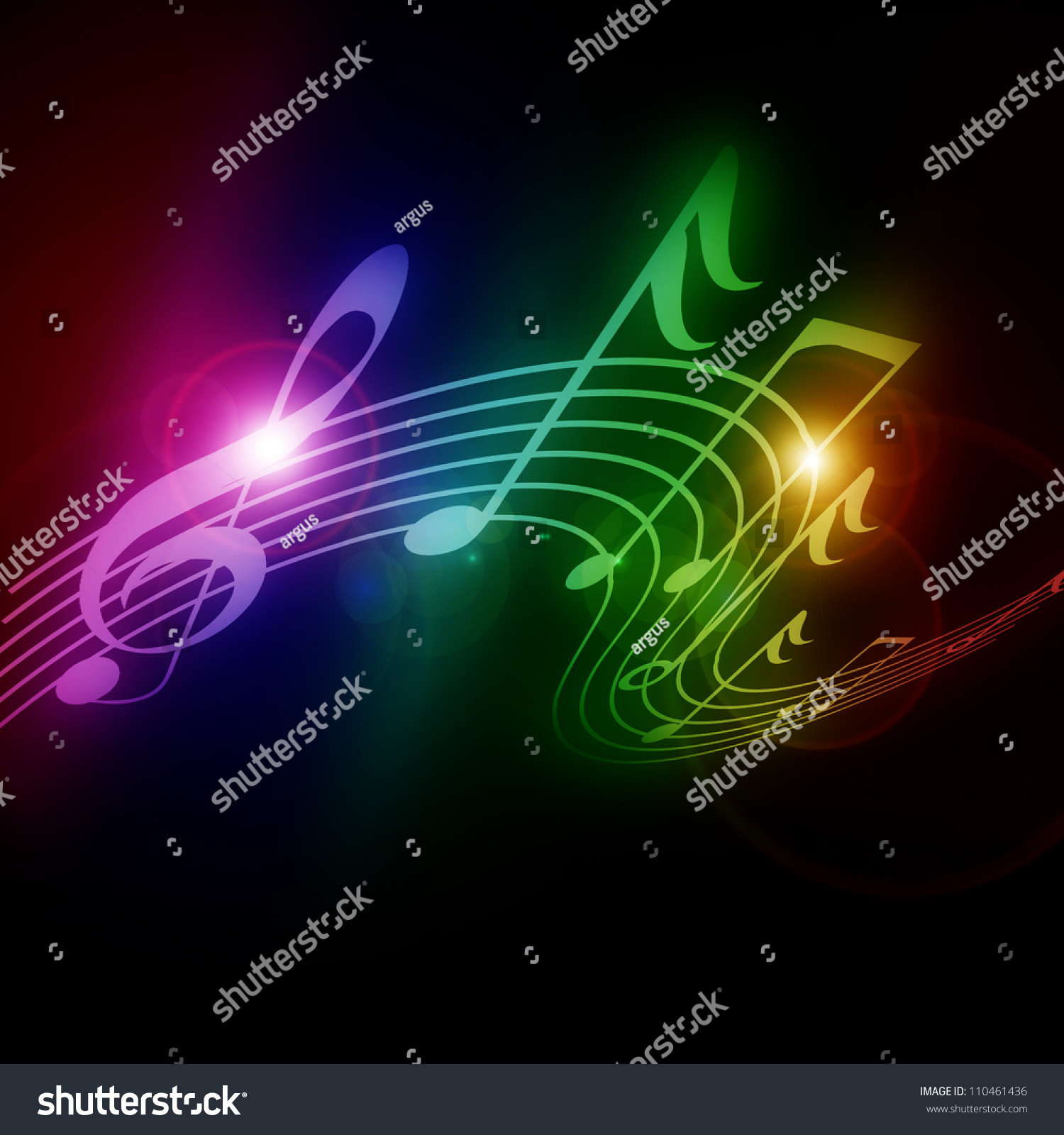 Colorful Musical Notes On A Soft Dark Background Stock Photo 110461436 ...