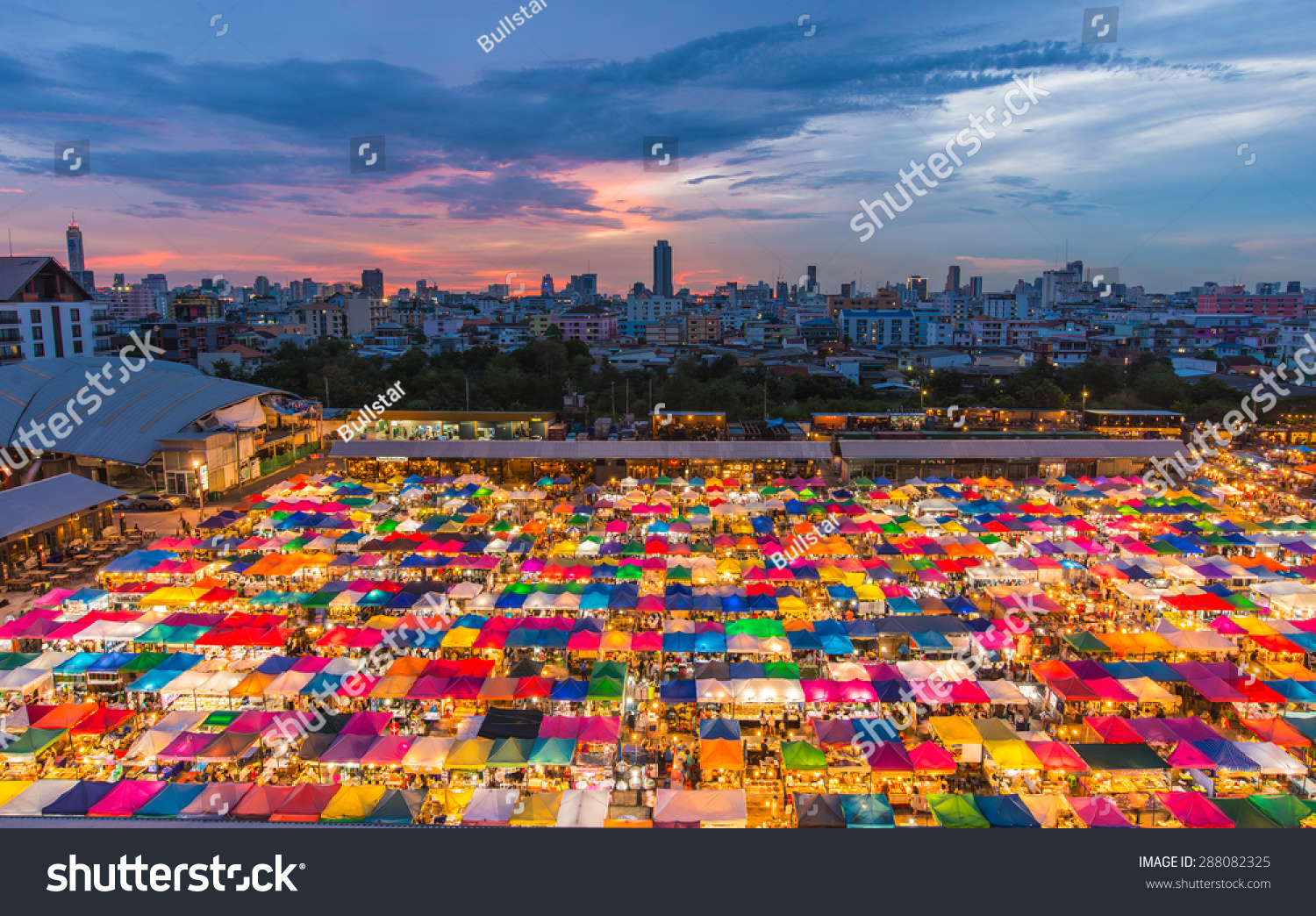 Colorful Night Market Bird Eye View Stock Photo 288082325 - Shutterstock