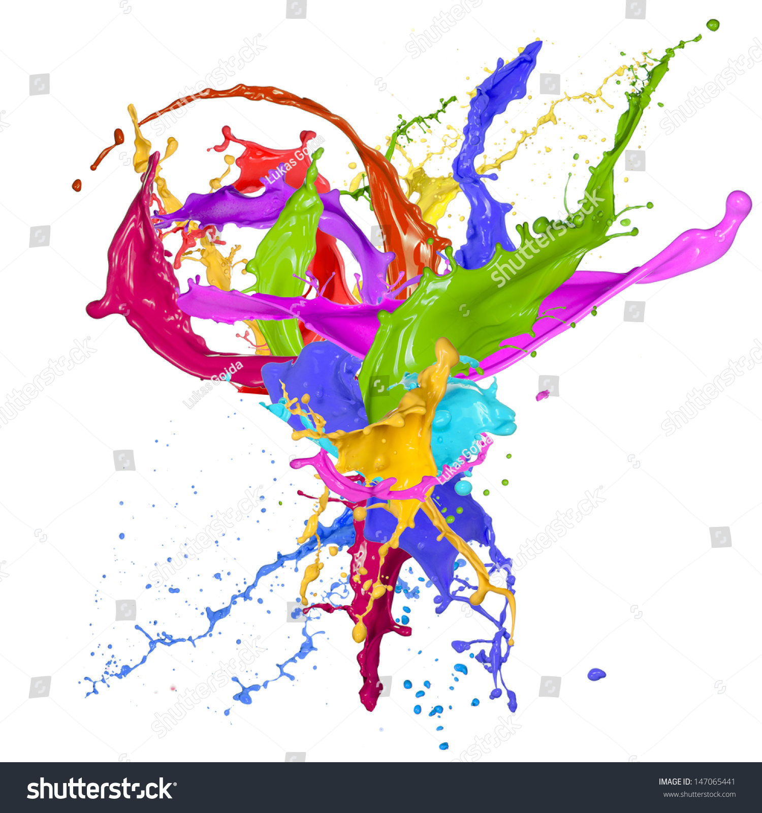 Colorful Paint Splashing On White Background Stock Photo 147065441 ...