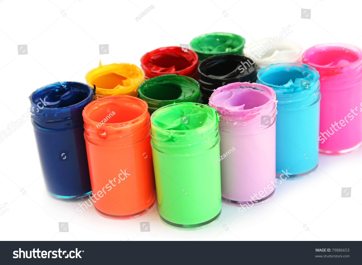 Colorful Paints Bottles Isolated On White Background. Stock Photo ...