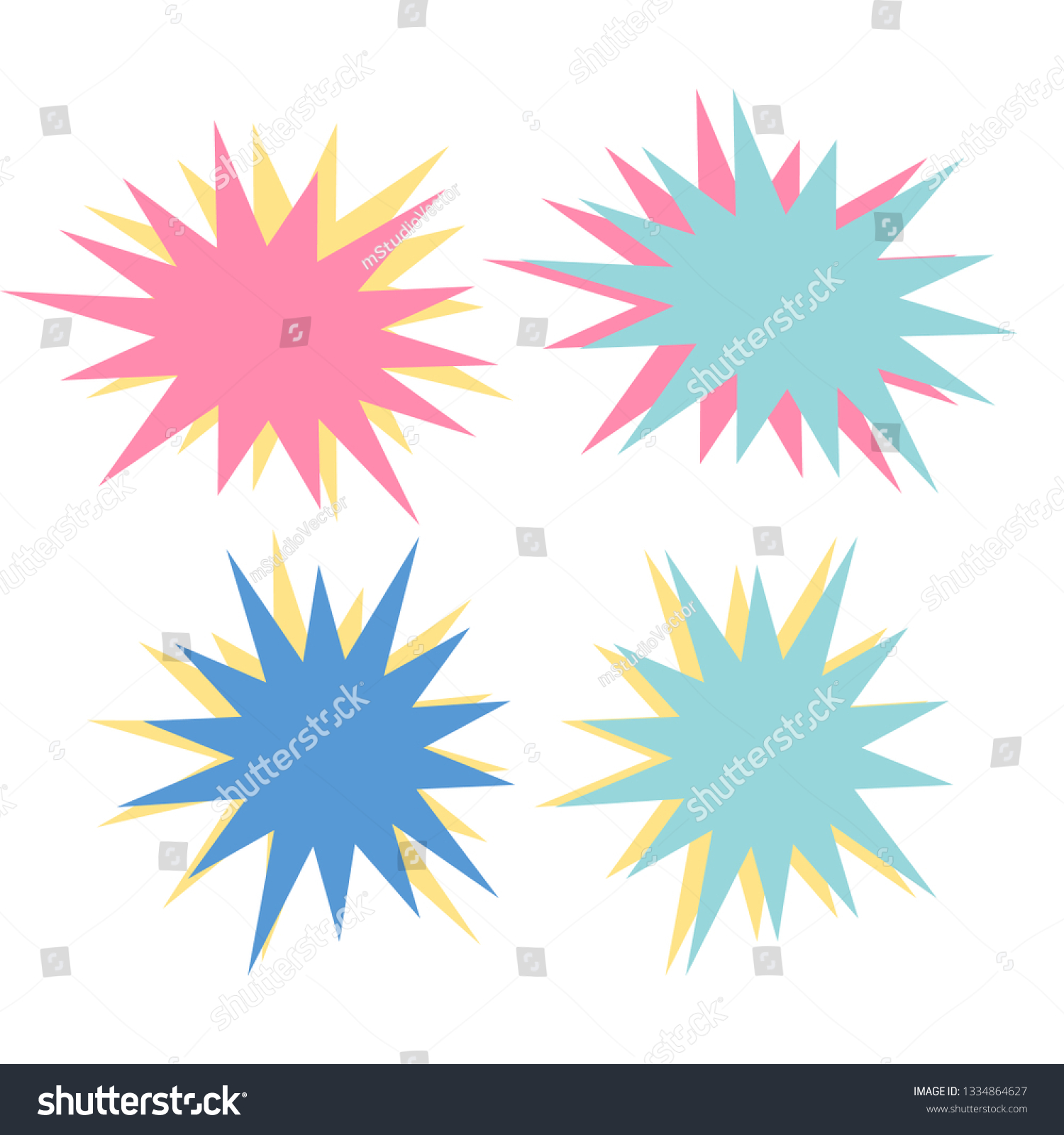 Colorful Paper Starburst Speech Bubbles Starburst Stock Illustration