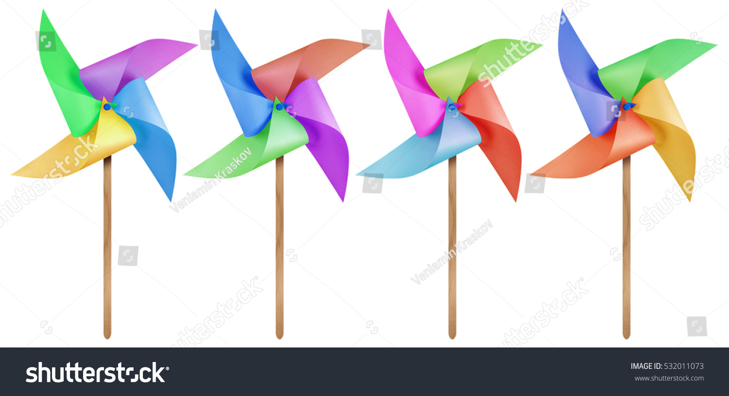 Colorful Paper Windmill Pinwheels Isolated On Stock Photo 532011073 ...