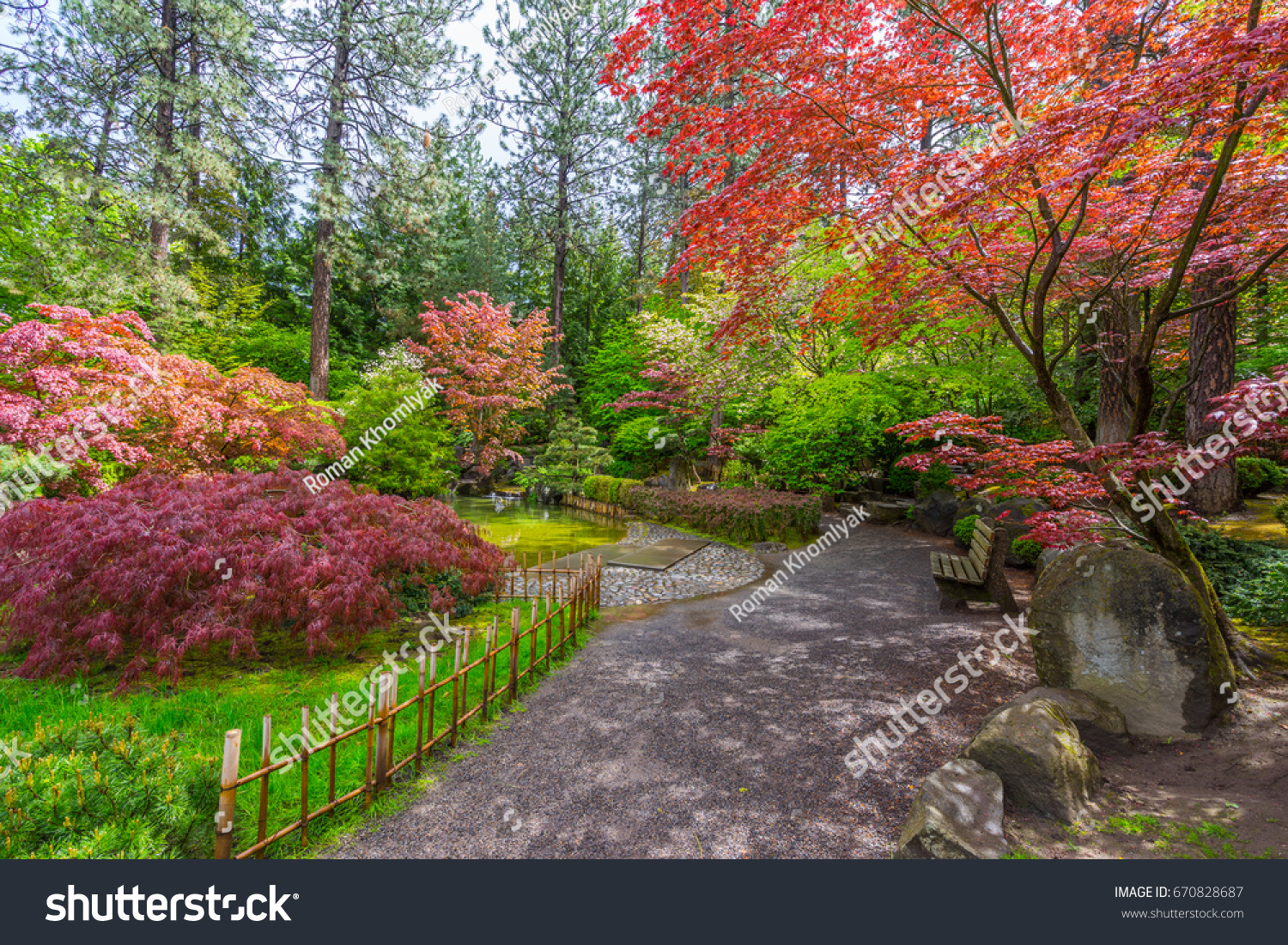 Colorful Park Japanese Style Manito Park Stock Image Download Now