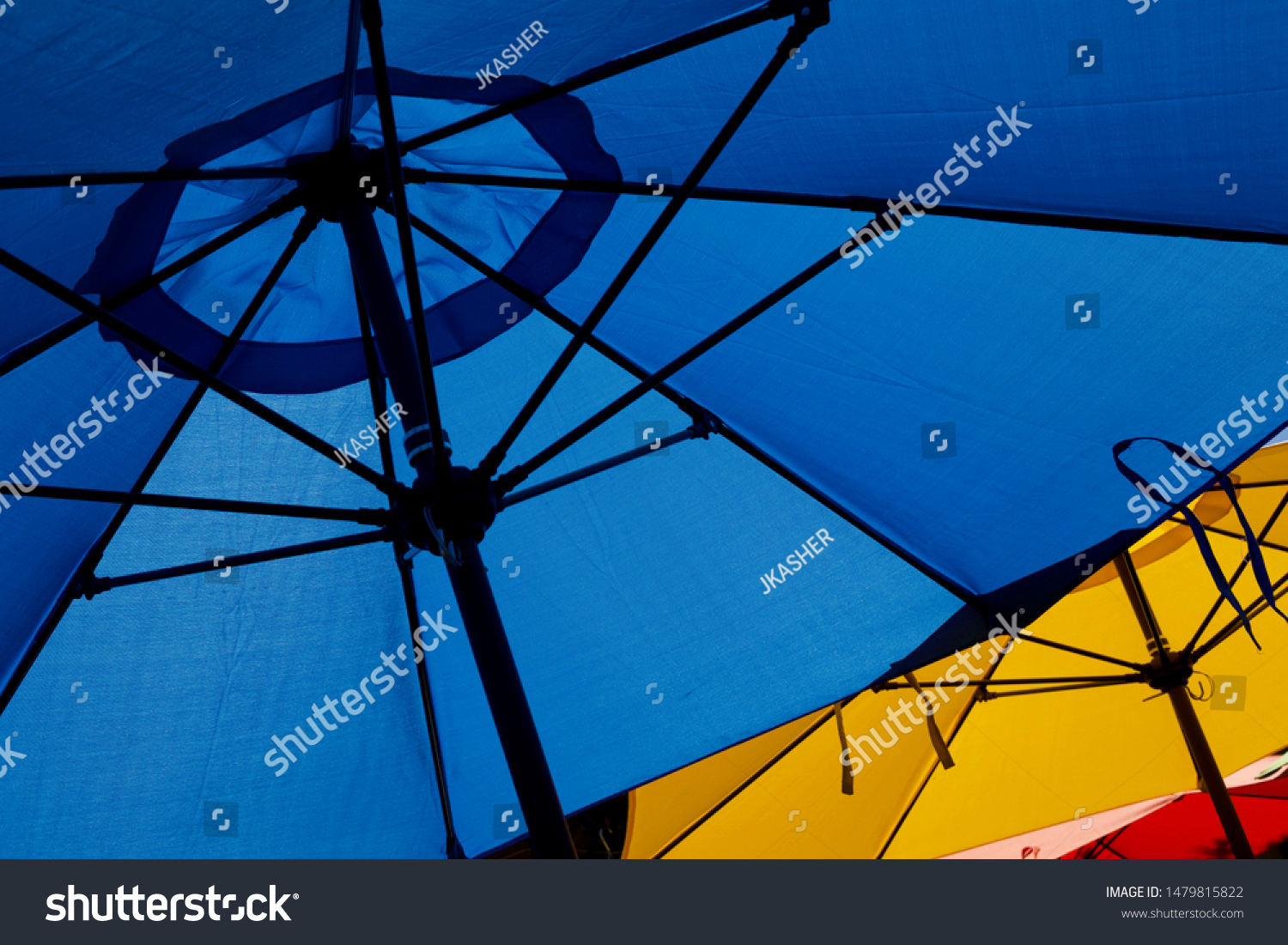 Colorful Patio Umbrellas Blue Yellow Lime Stock Photo Edit Now 1479815822