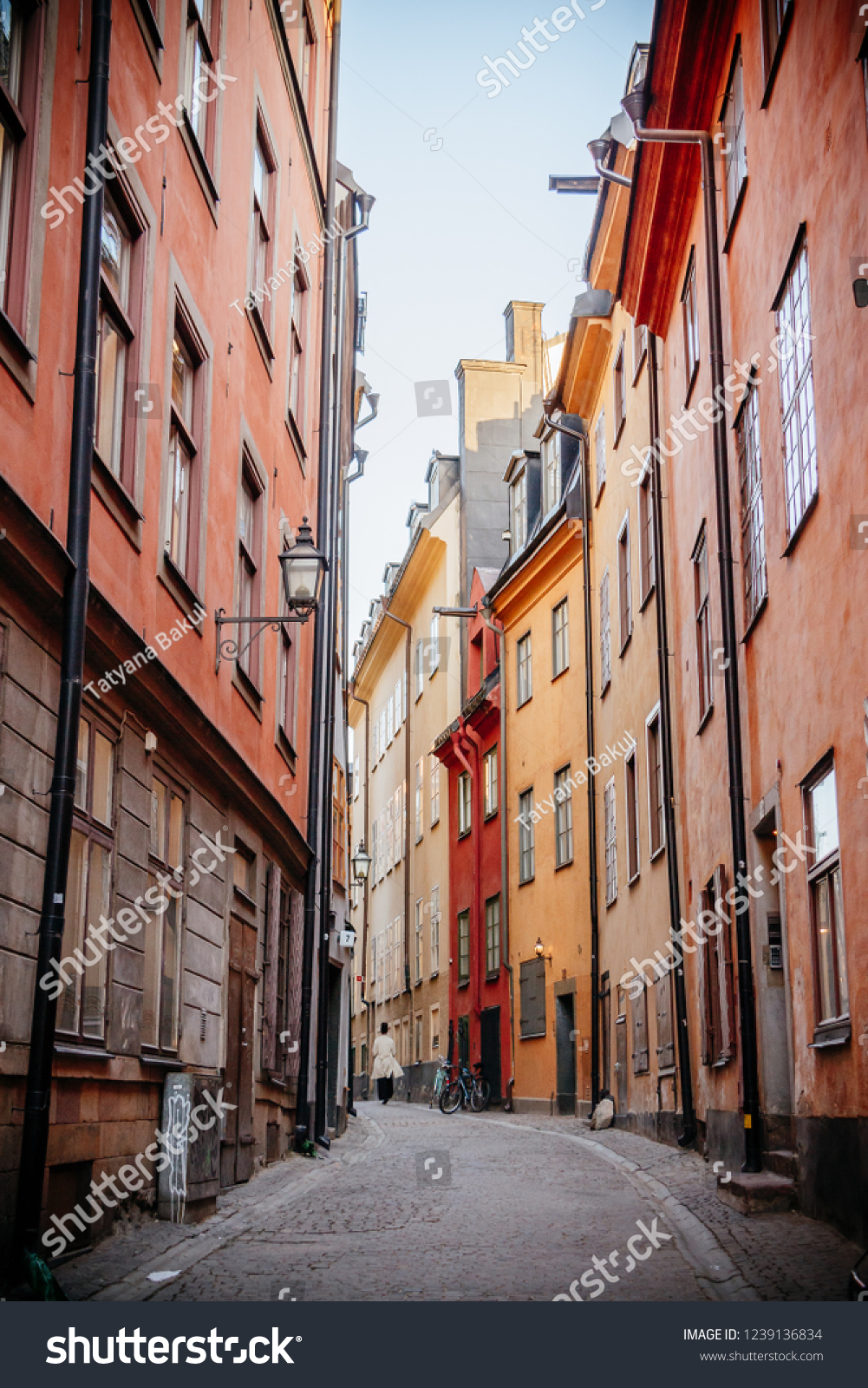 Colorful Street Old Town Stockholmswedengamla Stan Stock Photo