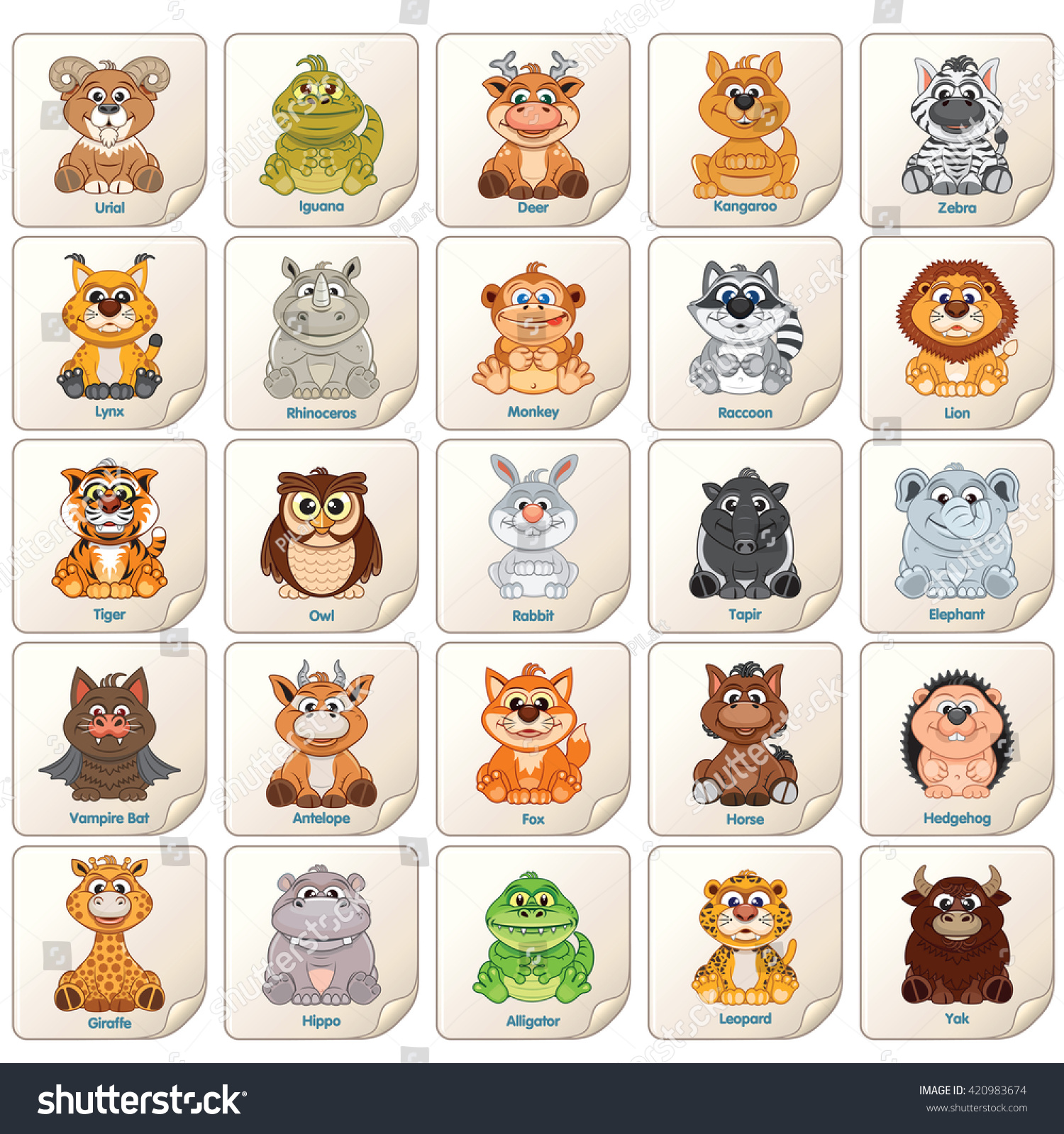 Colorful Tags Labels Stickers Cute Zoo Stock Illustration 420983674