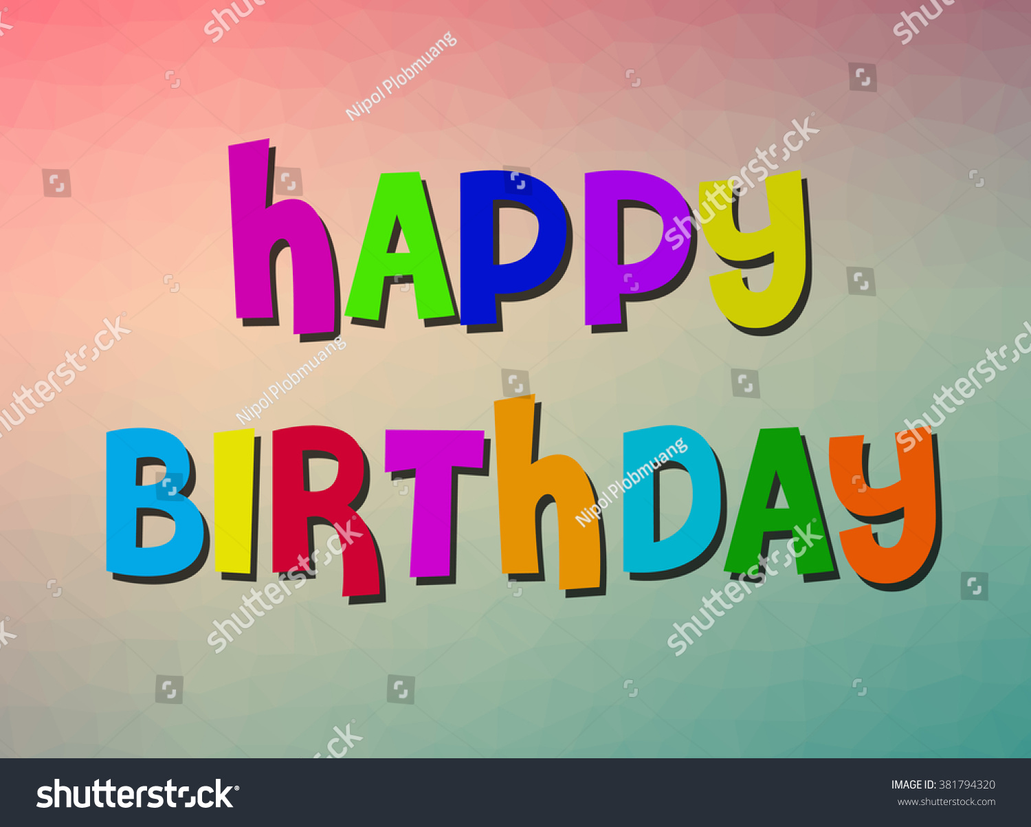 Colorful Text Happy Birthday On Colorful Stock Illustration 381794320