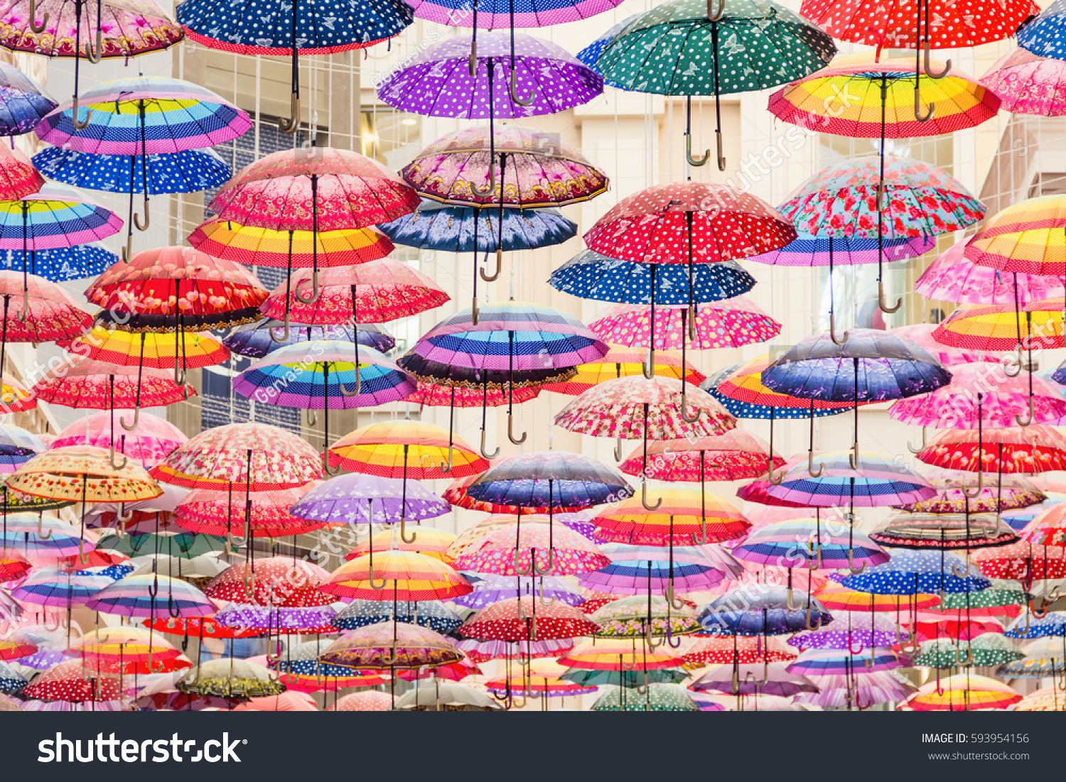 Colorful Umbrellas On Ceiling Largest Mall Stock Photo Edit Now