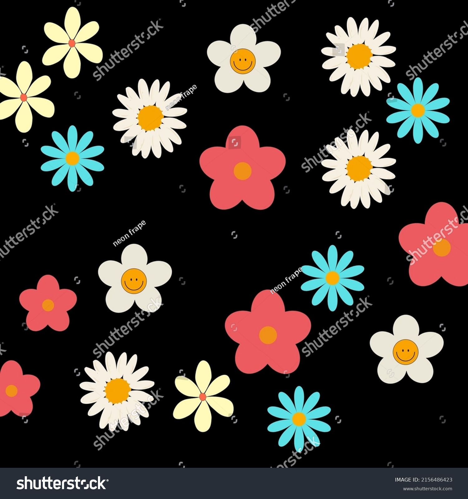 Colorful Y2k Aesthetic Flower Pattern Stock Illustration 2156486423 ...