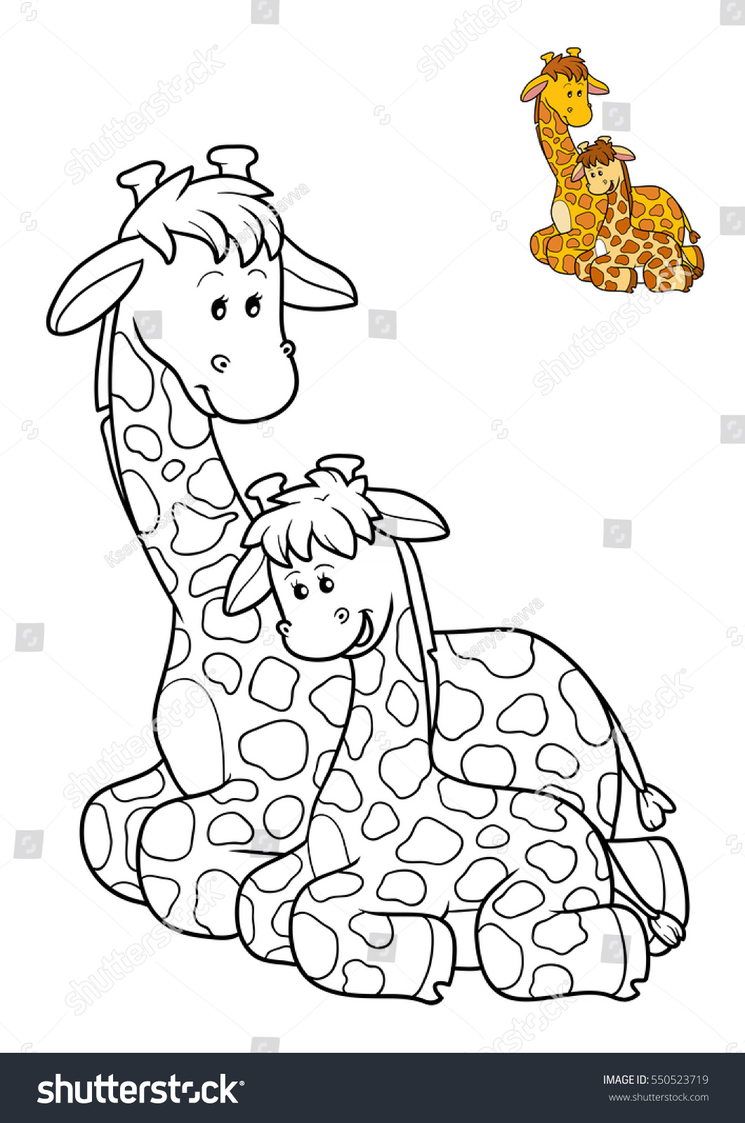 Download Coloring Book Children Giraffes Family Stock Illustration ...