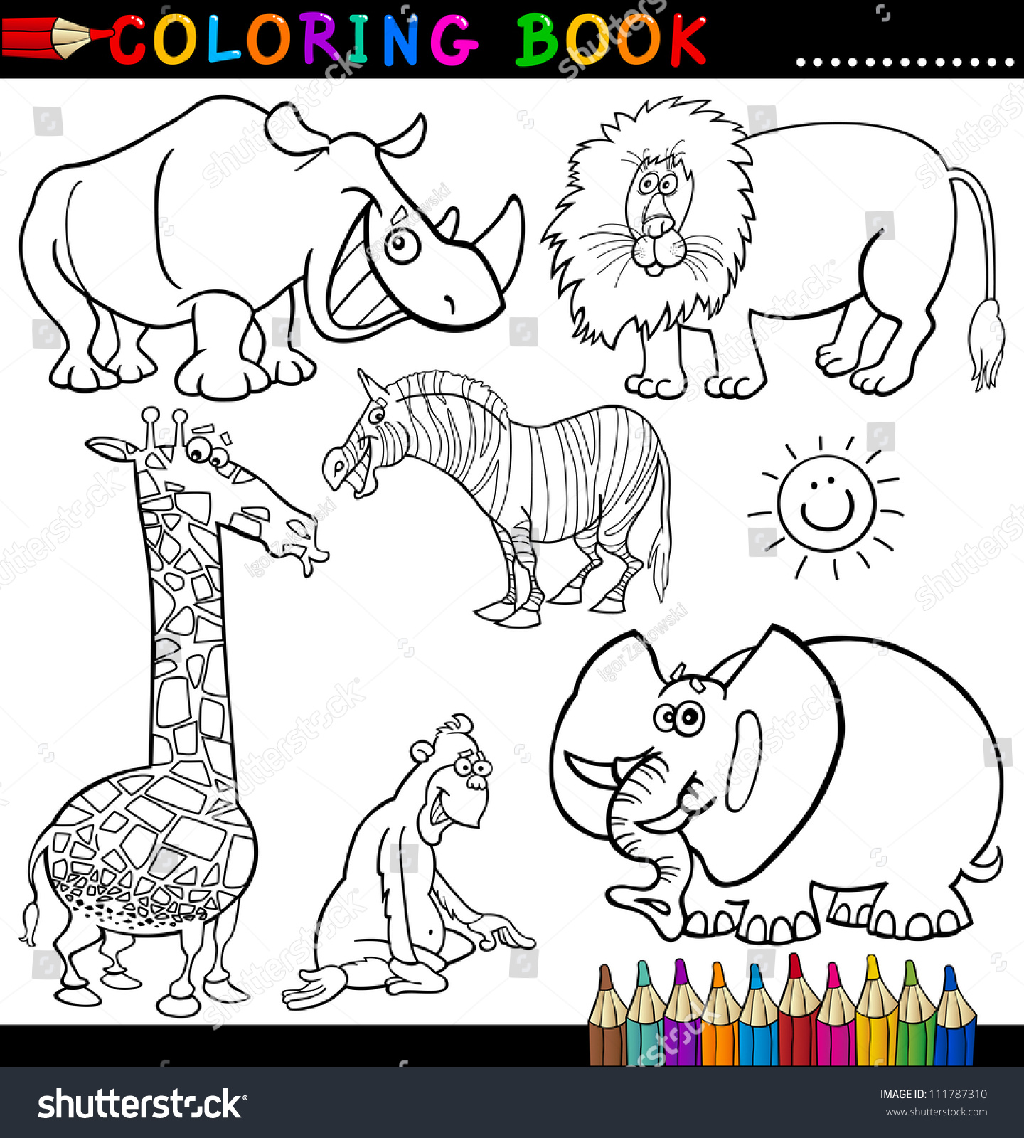 Coloring Book Page Cartoon Illustration Funny Stock Illustration 111787310