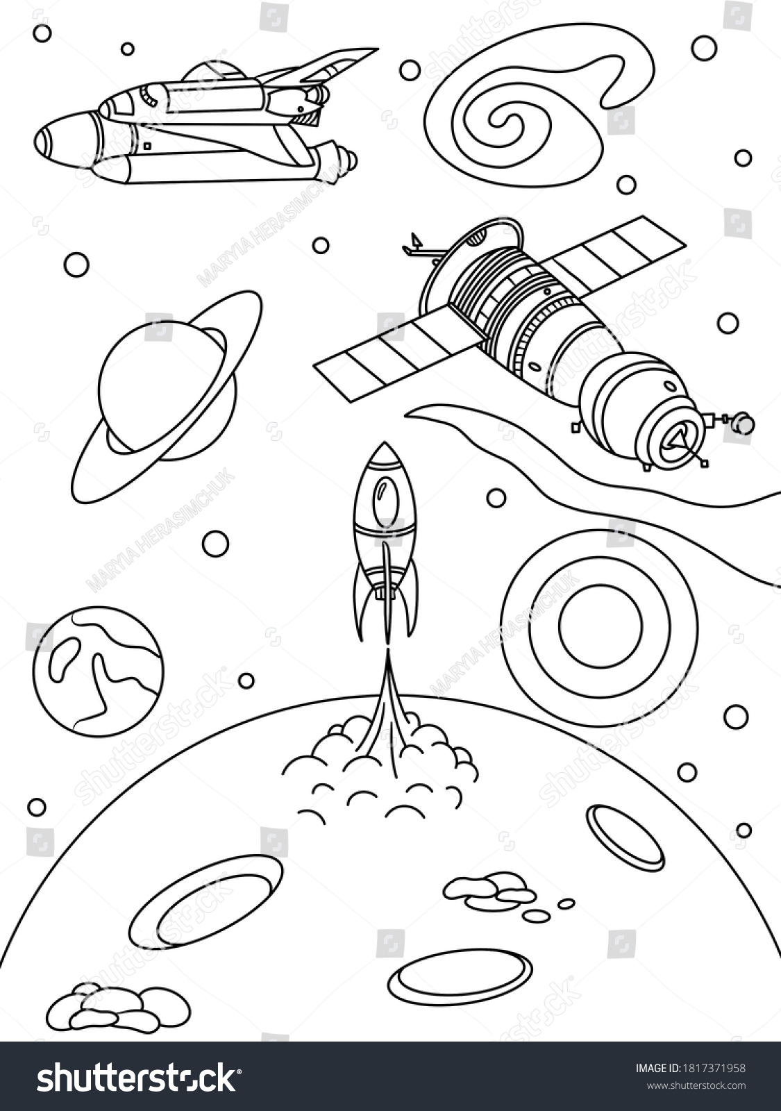 Coloring Page Space Planets Stock Photo (Edit Now) 1817371958