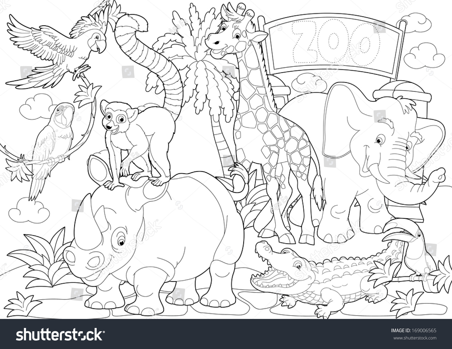 Zoo coloring pages Stock Illustrations, Images & Vectors ...