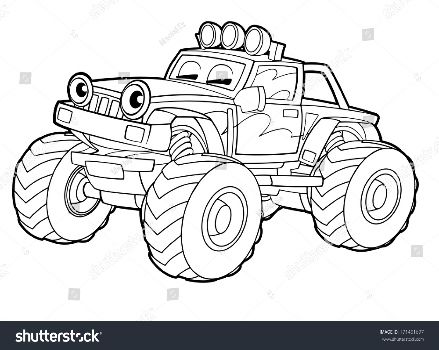 Coloring Page Vehicle Illustration Children Stock Illustration