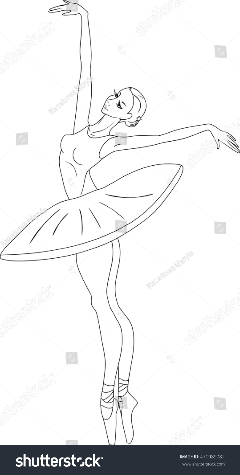 Coloring Page Ballerina Stock Illustration 20   Shutterstock