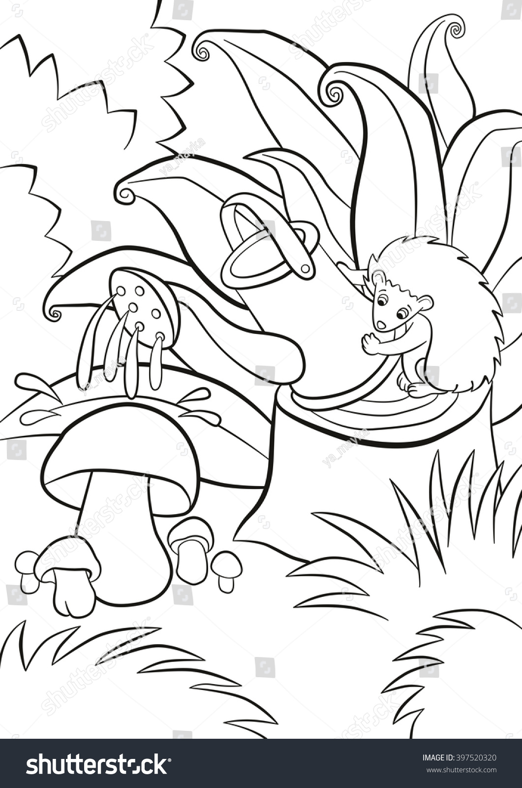 Coloring Pages Little Cute Kind Hedgehog Stock Illustration 397520320