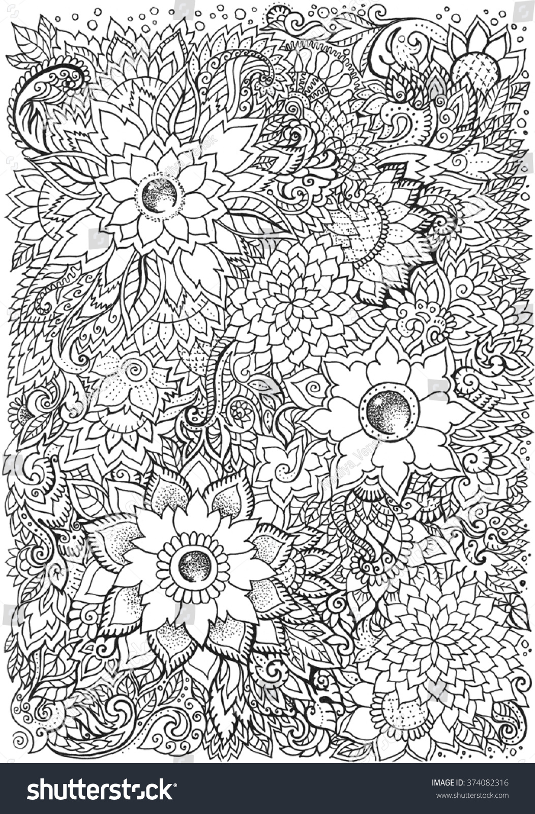 Coloringbook Drawing Background Beautiful Floral Patterns Stock ...