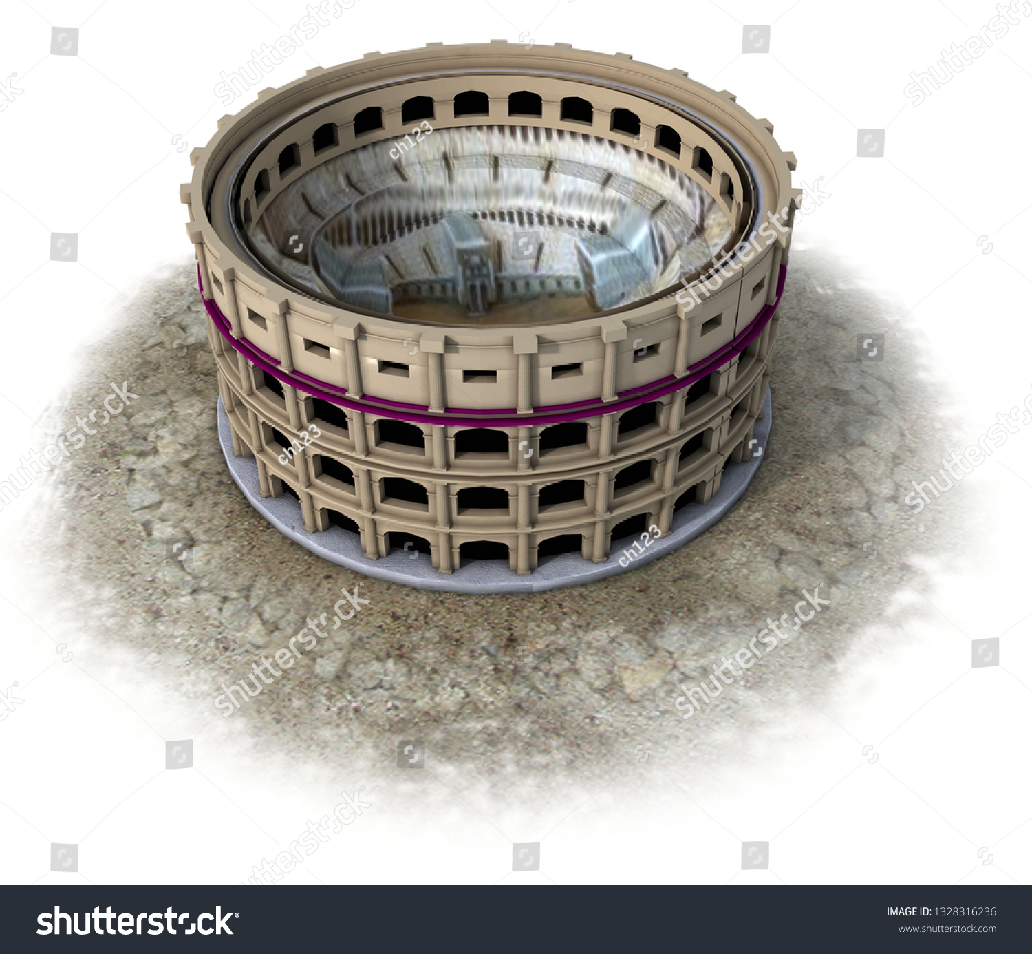 Colosseum Amphitheater Medieval Building 3d Visualization のイラスト素材 1328316236