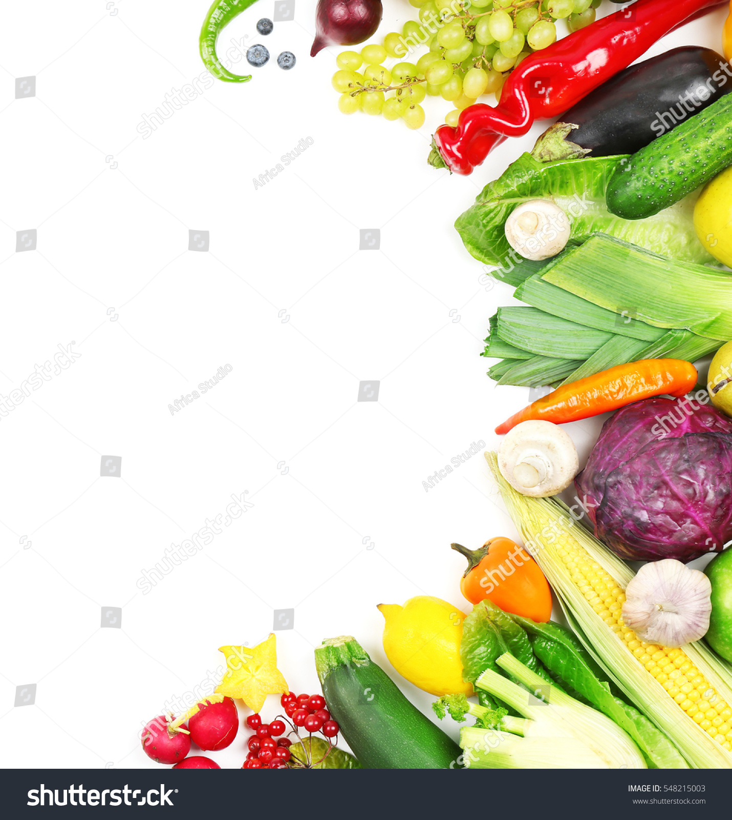 Colourful Fruits Vegetables On White Background Stock Photo (Edit Now ...