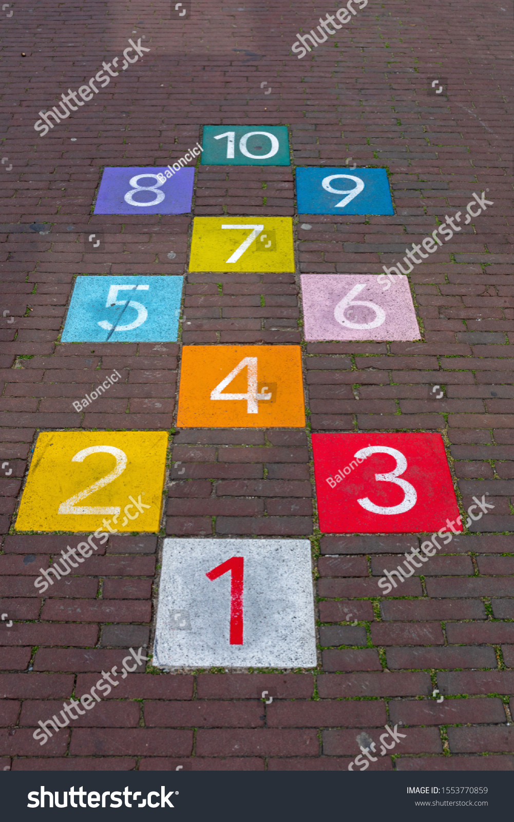 Colourful Hopscotch Playground Markings Numbers Pavement Stock Photo ...