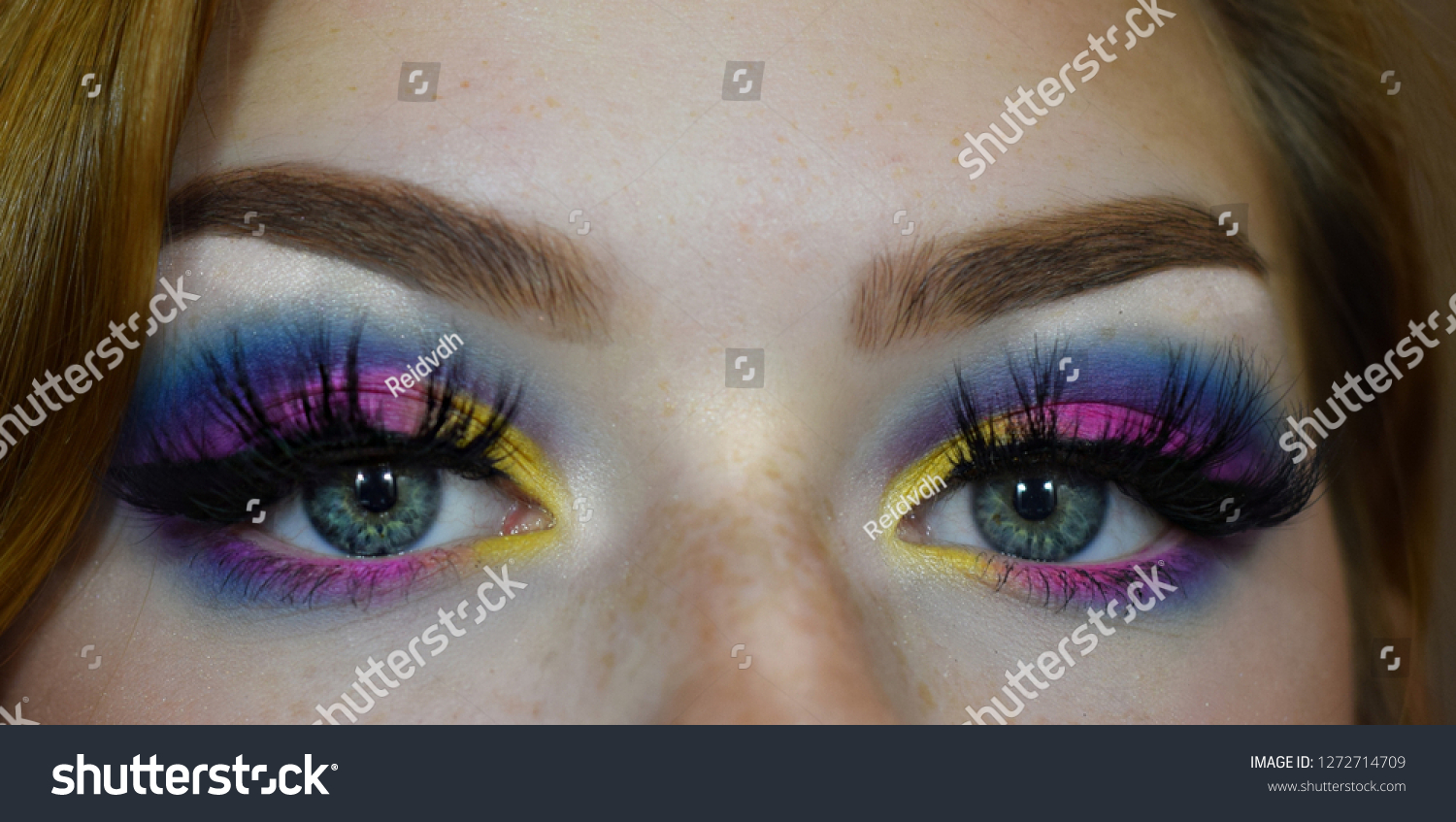 Colourful Makeup Long Lashes Blue Eyes Stock Photo Edit Now 1272714709
