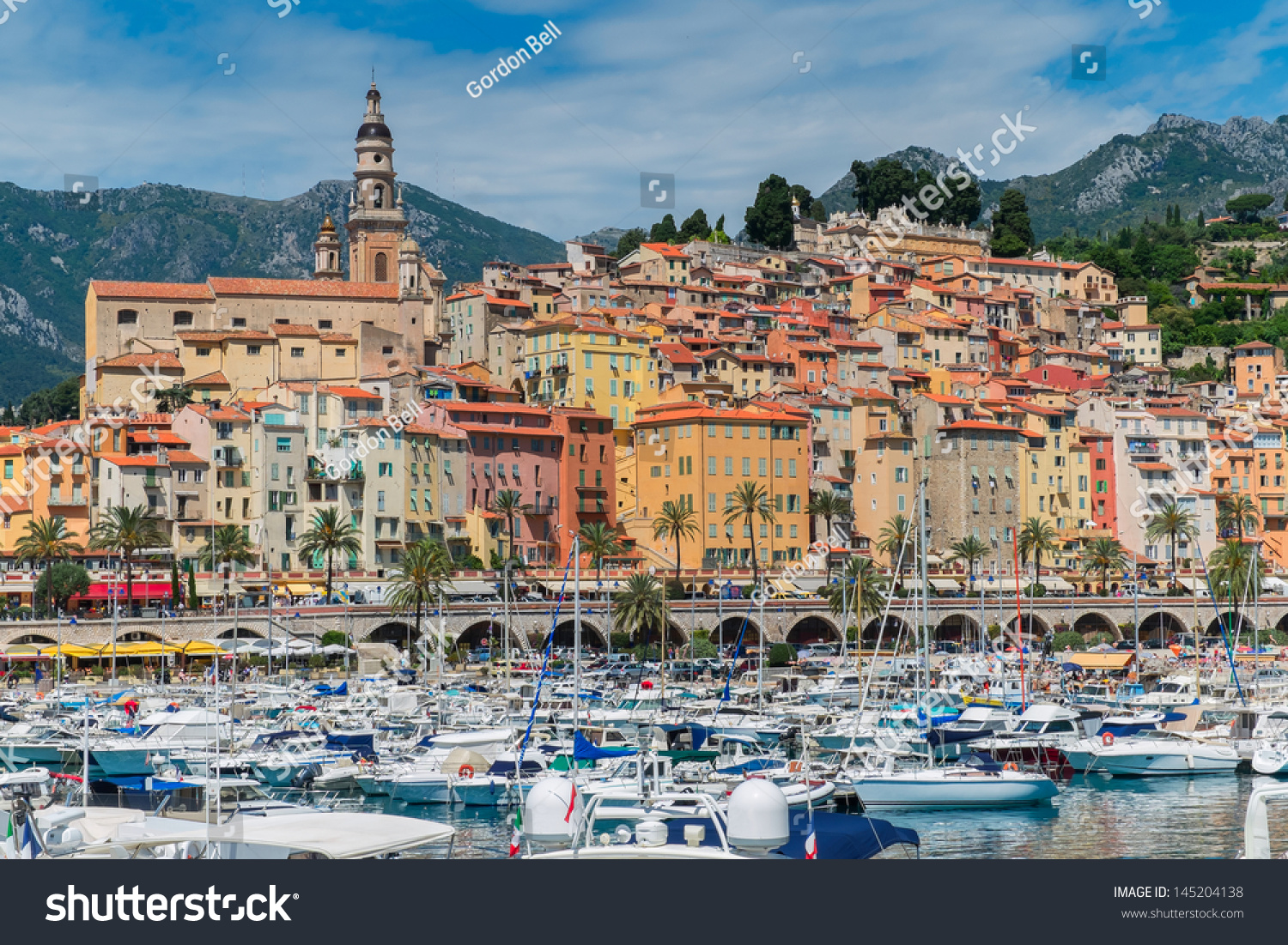 Colourful Menton Harbour And Town On The Cote D'Azur Stock Photo ...