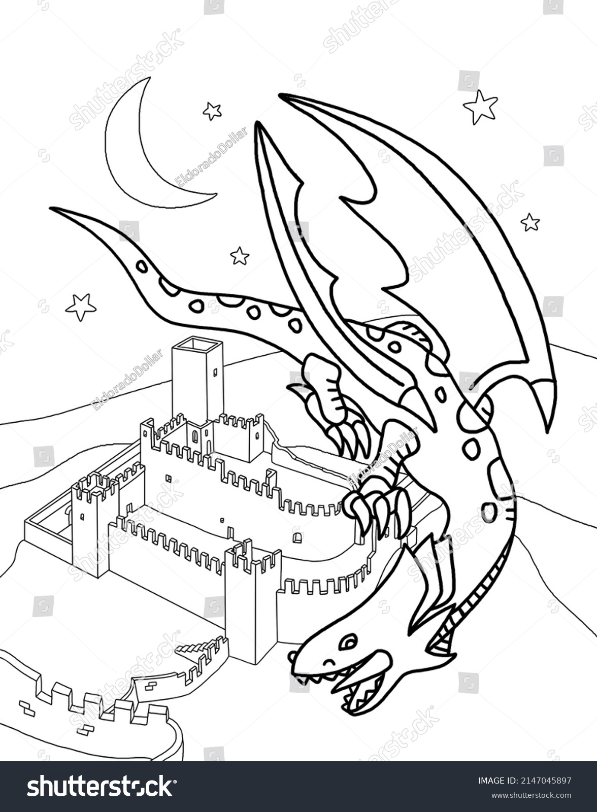 Colouring Book Dragon Coloring Page Kid Stock Illustration 2147045897