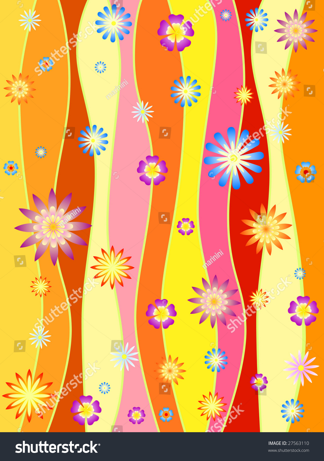 Colours Lines With Colourful Flowers, Spring Motif Stock Photo 27563110 ...