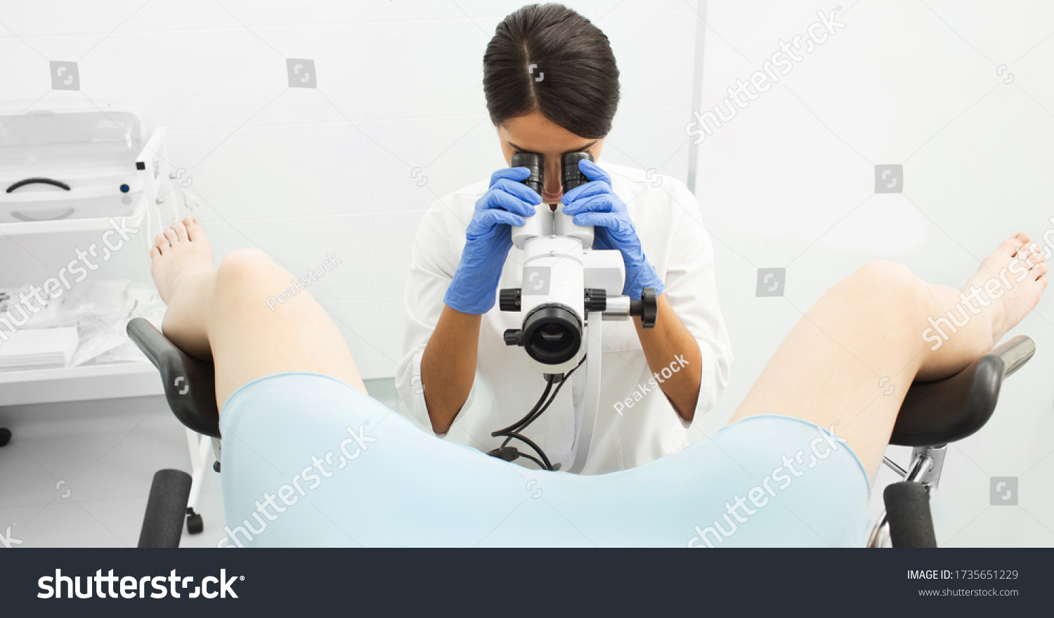 Colposcopy Gynecologist Examines Condition Cervix Examines Stock Fotografie 1735651229 