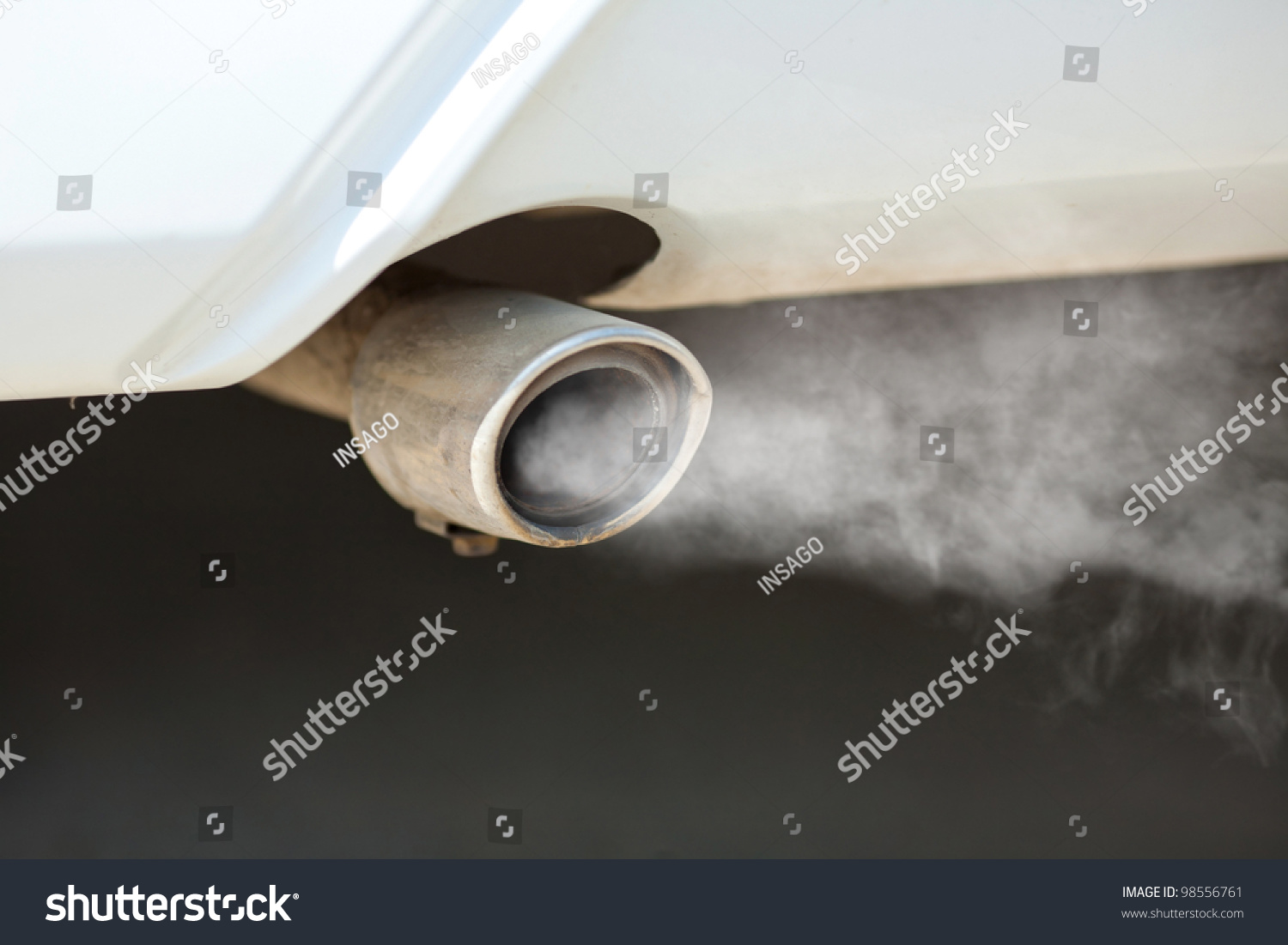 Combustion Fumes Coming Out Of Car Exhaust Pipe Stock Photo 98556761 ...