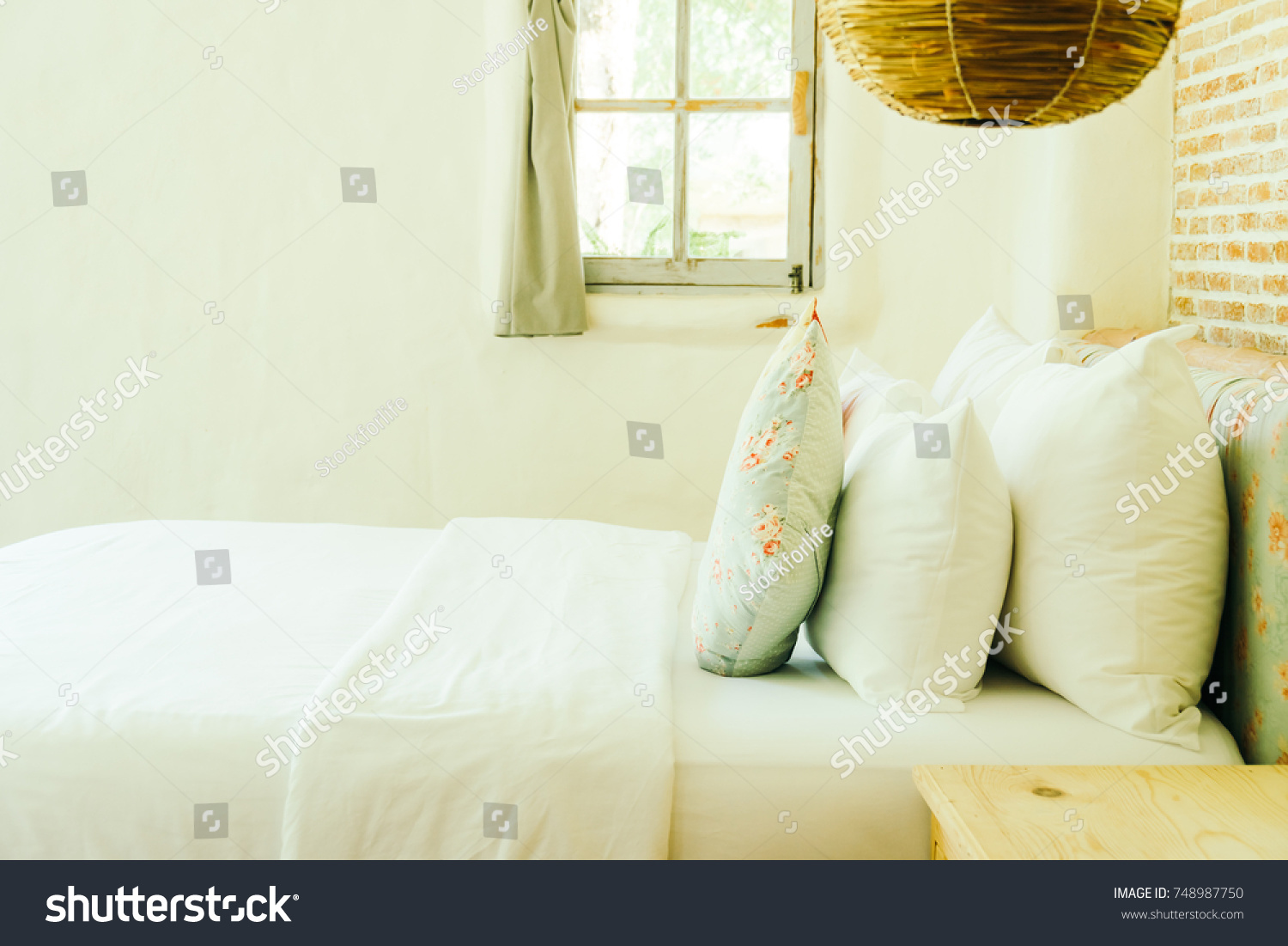 Comfortable Pillow On Bed Decoration Bedroom Stock Photo Edit Now