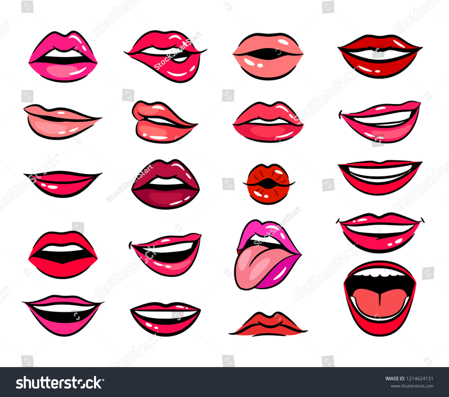 Comic Female Lips Comic Female Lips Stock Illustration 1214624131