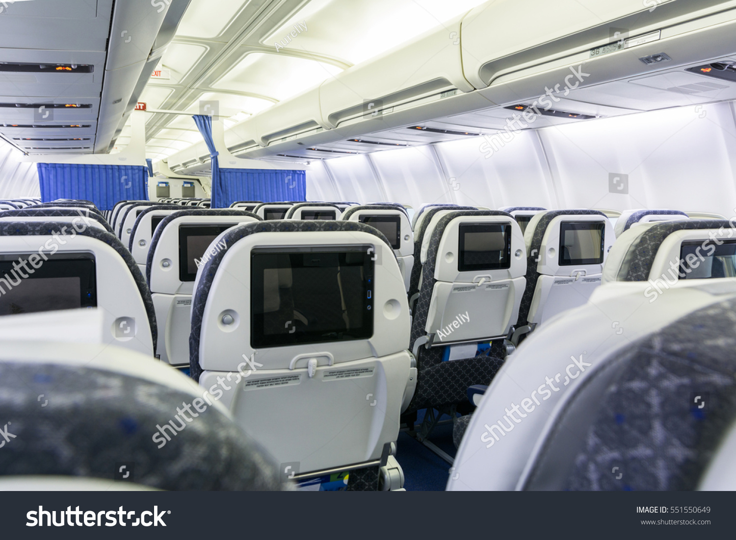 Commercial Aircraft Cabin Rows Seats Down Stock Photo (Edit Now) 551550649