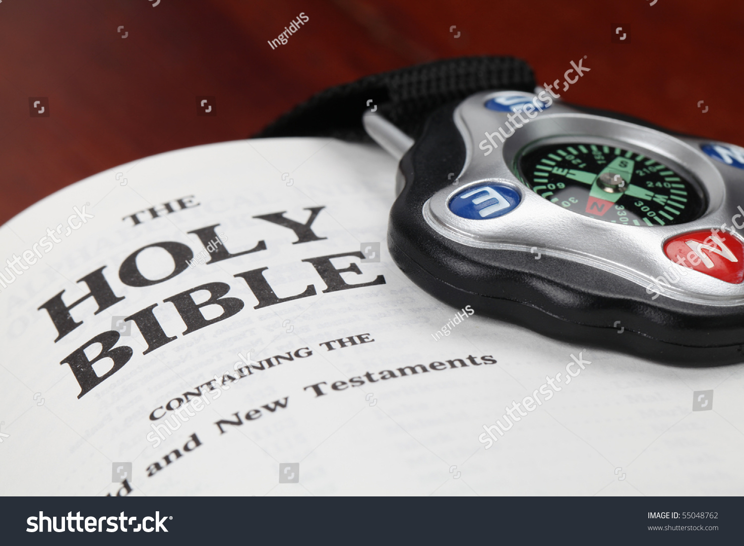 Compass Open Holy Bible Stock Photo 55048762 | Shutterstock